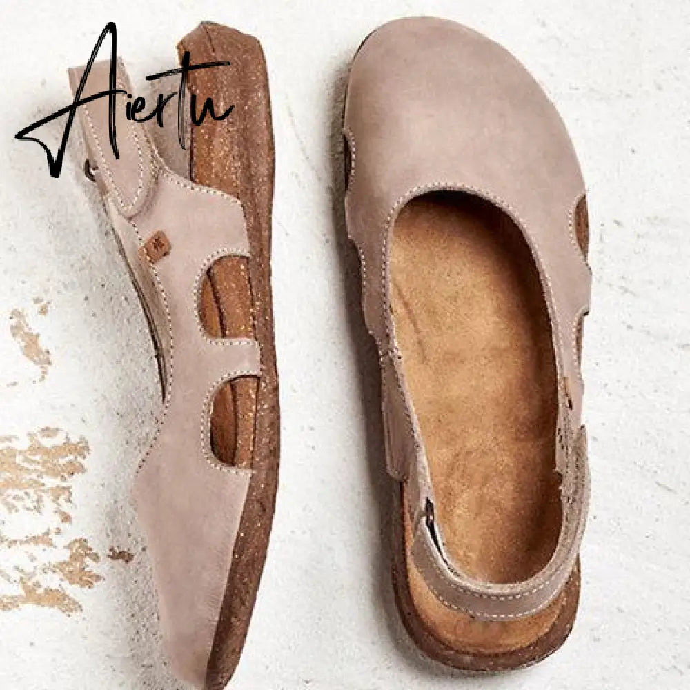Summer Women Sandals Wedges New Fashion Casual Buckle Hot Gladiator Non-Slip Sandals Retro Flock Party Office Ladies Shoes Aiertu