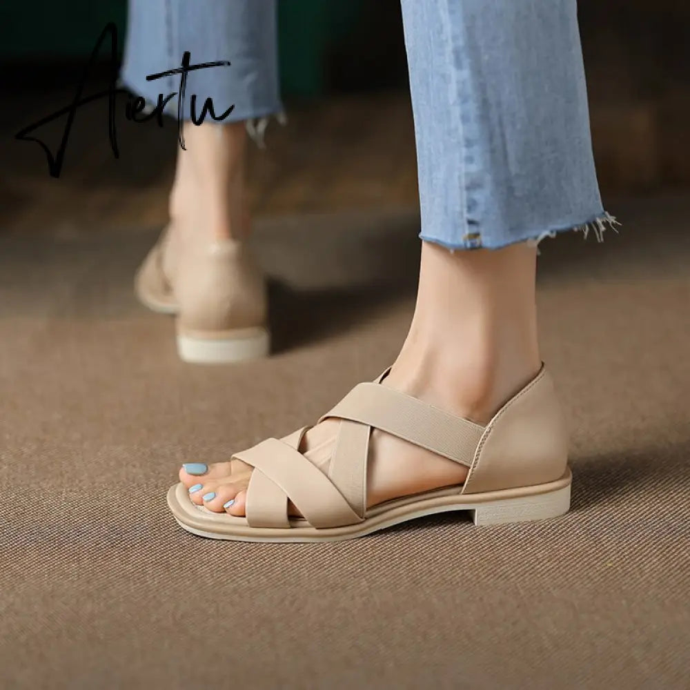 Summer Women Shoes Genuine Leather Flat with Women Sandals Shoes for Women Aiertu