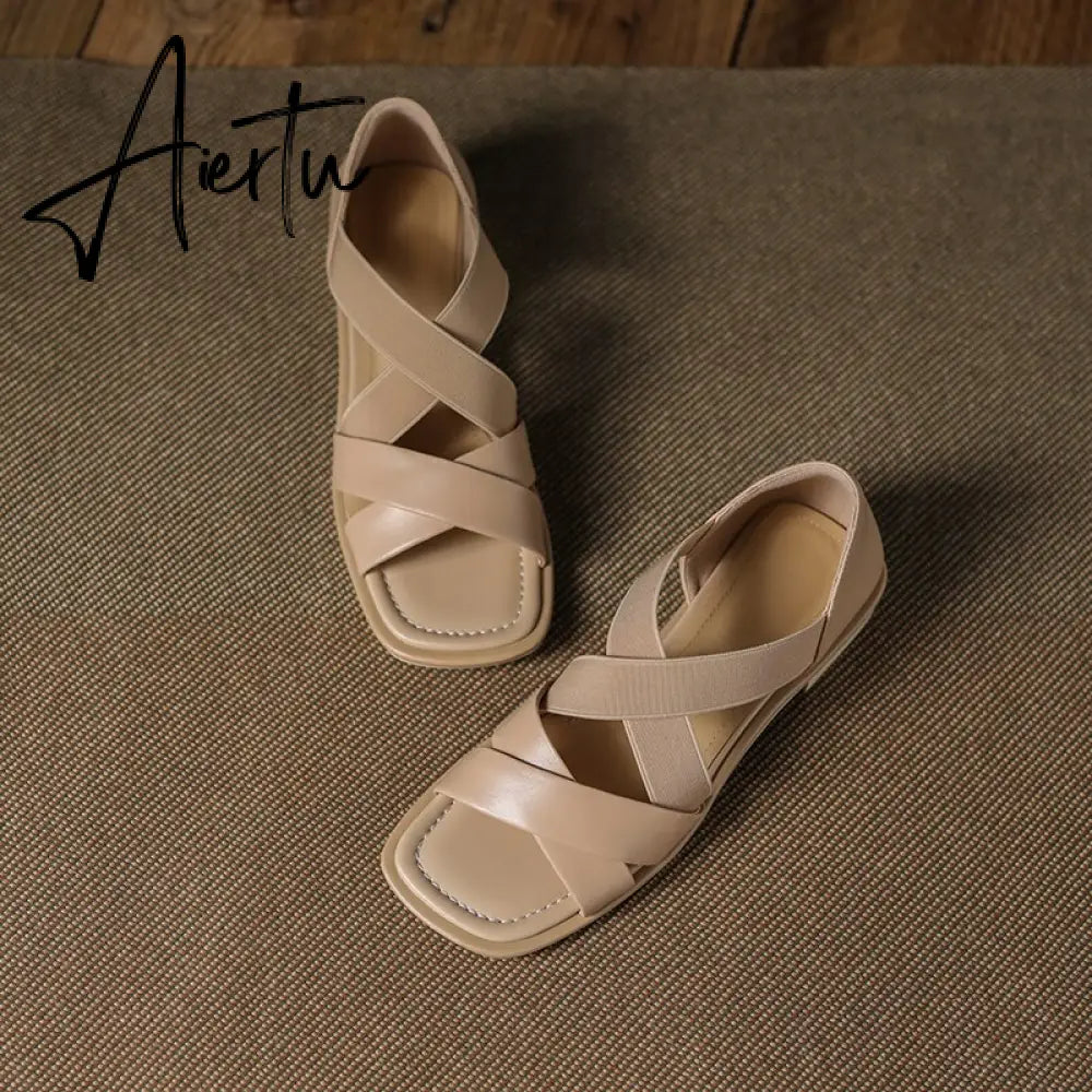 Summer Women Shoes Genuine Leather Flat with Women Sandals Shoes for Women Aiertu