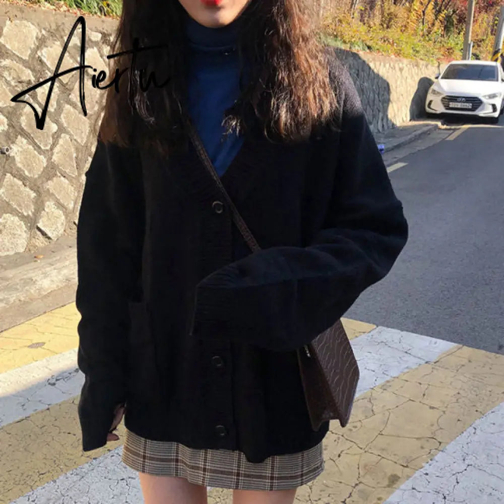 Sweaters Women Cardigan V-Neck Long Sleeve Fashion Loose Breathable Casual Knitting Female 7 Colors Autumn Comfortable Elegant Aiertu