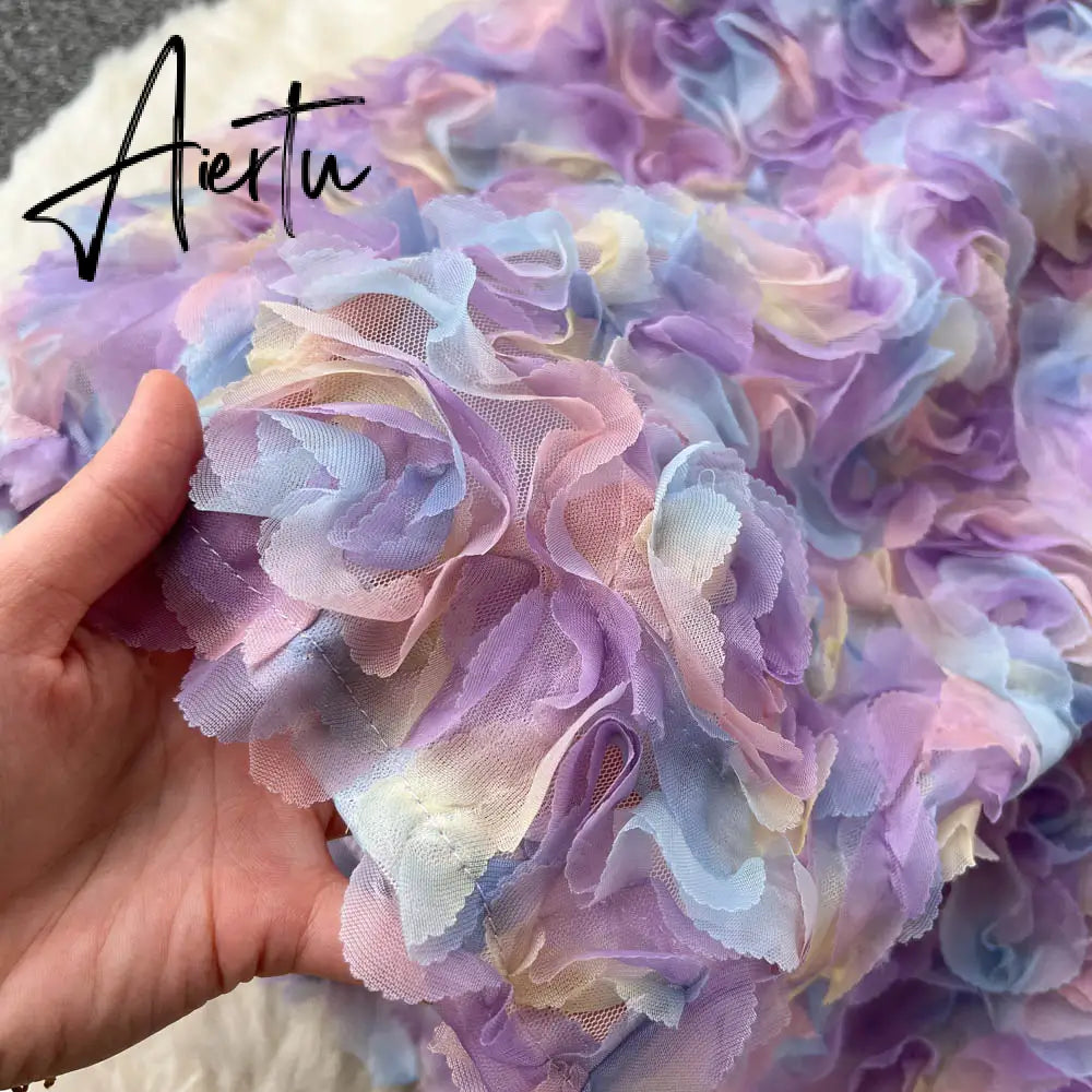 Sweet 3d Floral Short Sleeve Dress For Women Summer Streetwear Square Neck Mini Dress Lady Cute Floral Party Holiday Aiertu