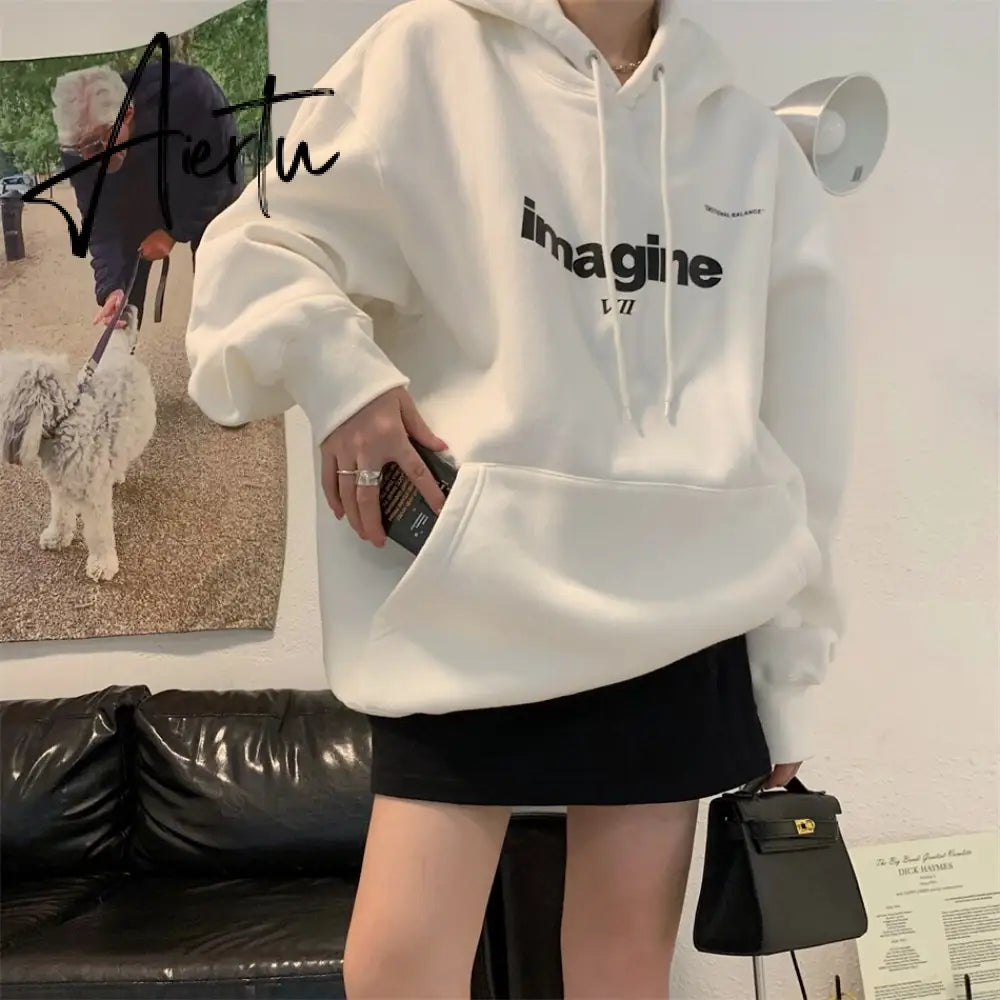 Thick Warm Oversized Hoodie Women's Fall/Winter Top Long Sleeve Loose Fleece Sweatshirt Girls Harajuku Casual Pullover Aiertu