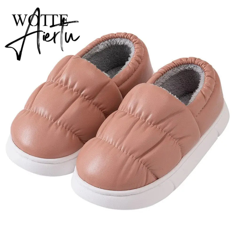 Waterproof Non-Slip Home Slippers Winter Warm Women Indoor Cotton Men Non-slips Ladies Soft Slippers Memory Foam Couples Shoes Aiertu