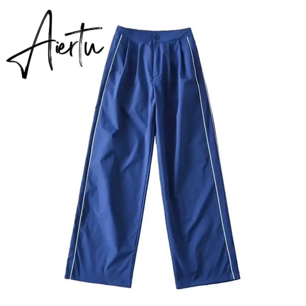 White Black Sports Tracksuits Set Women Windbreak Fast Dry Cropped Zip Up Jackets Coat Top Wide Leg Baggy Pants Trousers Aiertu