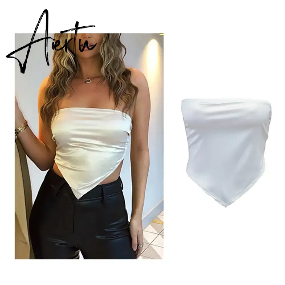 White Sexy Fashion Backless Sleeveless Spaghetti Strap Cross Halter Camis Slim Crop Tops Summer Women Basic Y2k Bodycon Camisole Aiertu