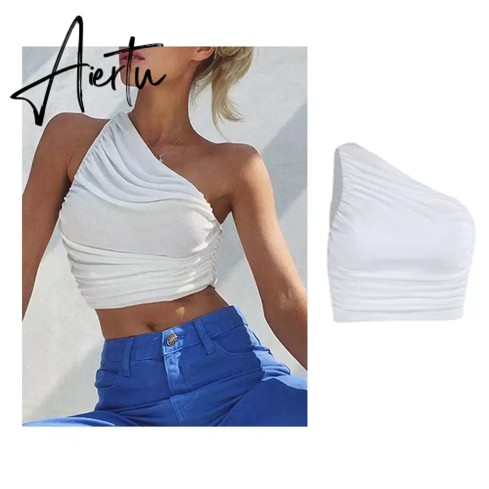 White Sexy Fashion Backless Sleeveless Spaghetti Strap Cross Halter Camis Slim Crop Tops Summer Women Basic Y2k Bodycon Camisole Aiertu