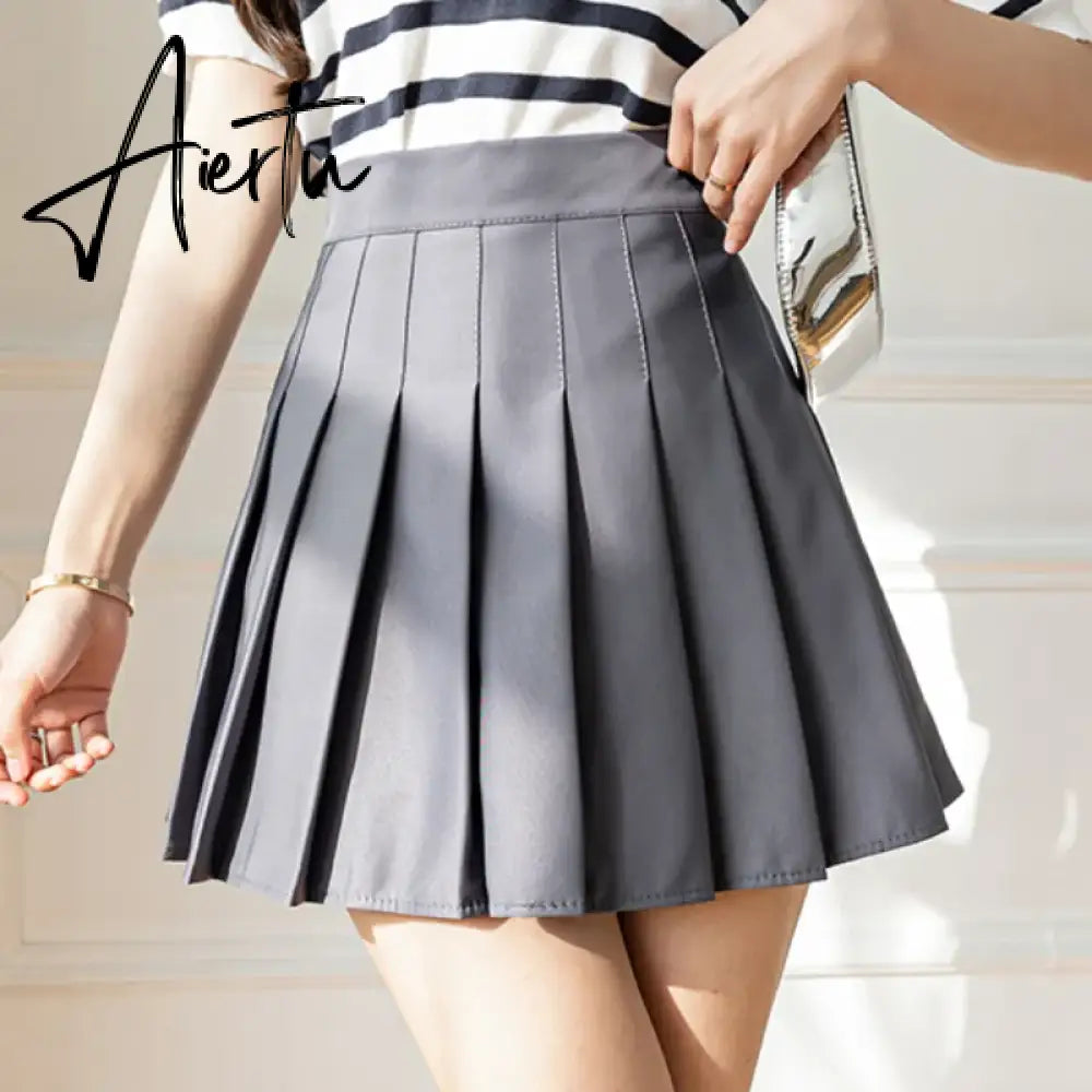 White Women Pleated Skirts Summer High Waist Zipper Girls Dancing JK Mini Skirts Black Fashion Student A Line Faldas Aiertu