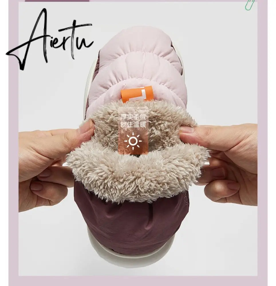 Winter Ankle Boots Women Cottons Warm Shoes Female Ankle Boots Classic Stitching High-top Couples Soft Warm Down Snow Boots Aiertu