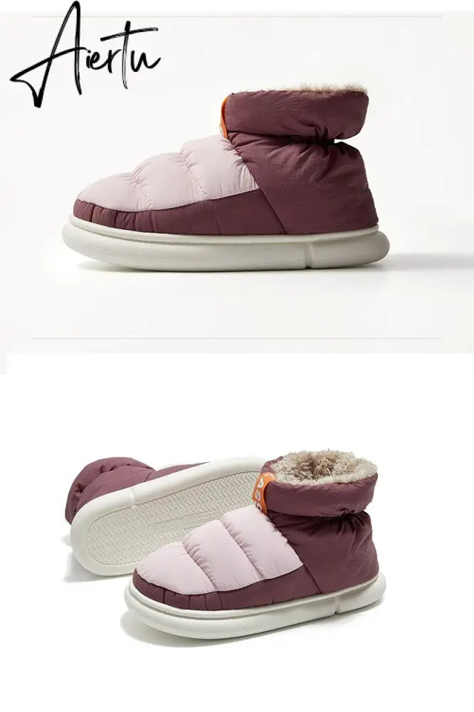 Winter Ankle Boots Women Cottons Warm Shoes Female Ankle Boots Classic Stitching High-top Couples Soft Warm Down Snow Boots Aiertu