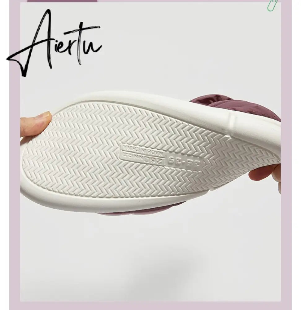 Winter Ankle Boots Women Cottons Warm Shoes Female Ankle Boots Classic Stitching High-top Couples Soft Warm Down Snow Boots Aiertu