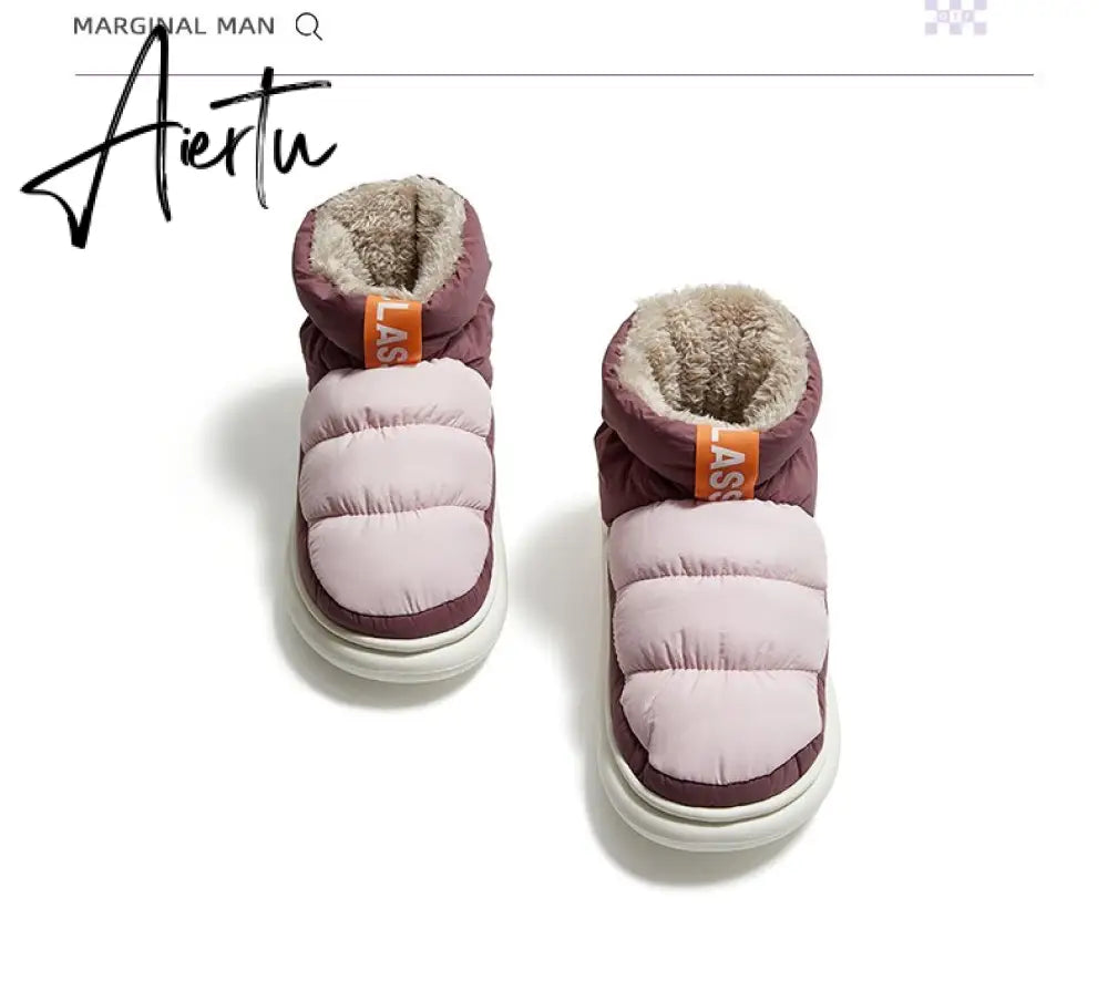 Winter Ankle Boots Women Cottons Warm Shoes Female Ankle Boots Classic Stitching High-top Couples Soft Warm Down Snow Boots Aiertu