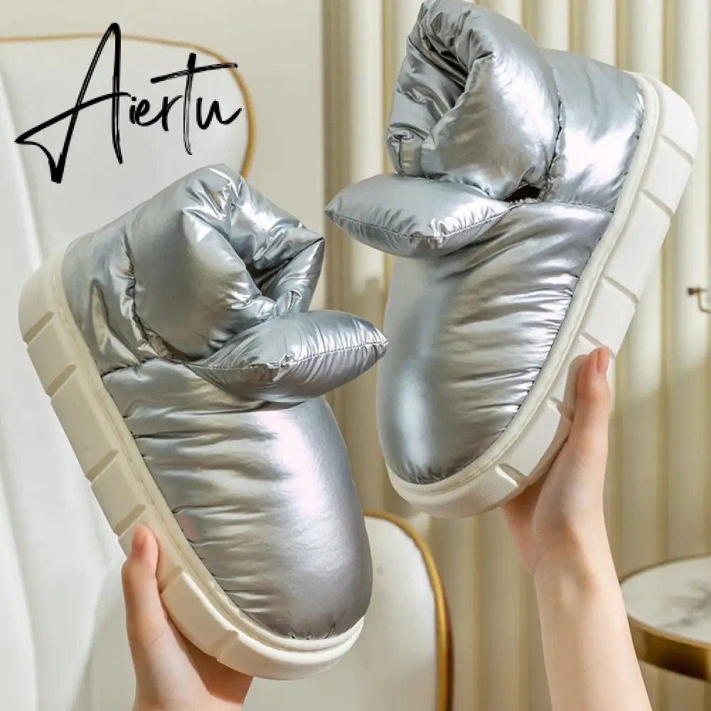 Winter Boots for Women Trendy Candy Color Pink Female Ankle Boot Keep Warm Down Light Platform Furry Footwear Cotton Shoes Aiertu