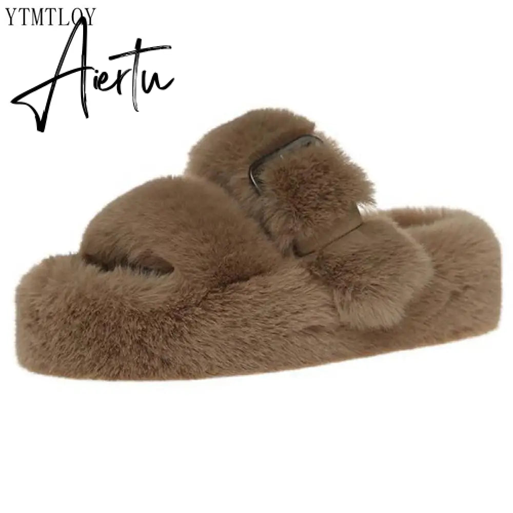 Winter Fashion Soft Warm Comfort Flat Fur Slipper Brand Designer Slip On Loafers Mules Flip Flops Casual Ytmtloy Indoor Aiertu