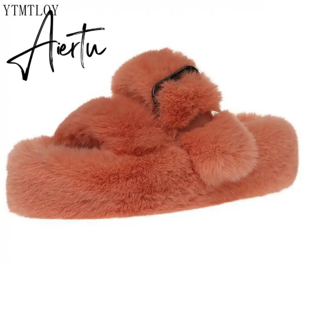 Winter Fashion Soft Warm Comfort Flat Fur Slipper Brand Designer Slip On Loafers Mules Flip Flops Casual Ytmtloy Indoor Aiertu