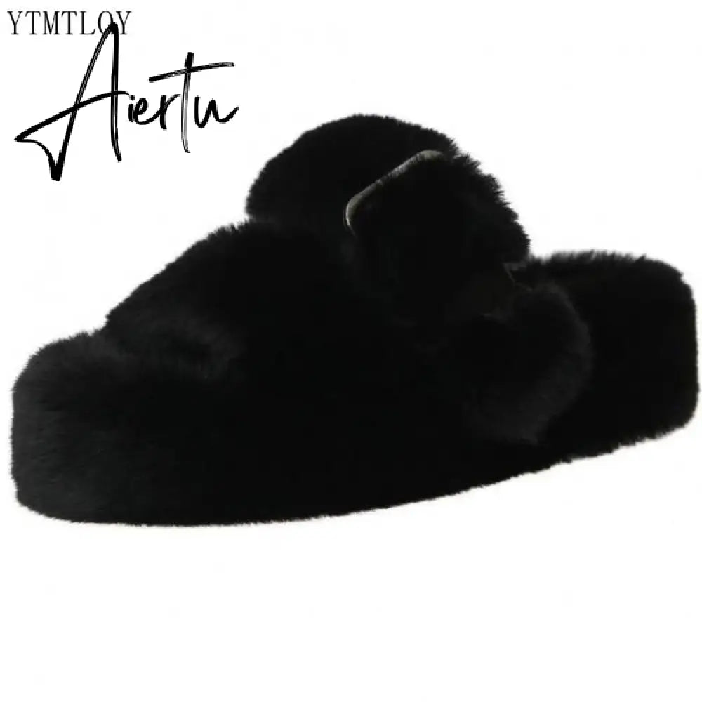 Winter Fashion Soft Warm Comfort Flat Fur Slipper Brand Designer Slip On Loafers Mules Flip Flops Casual Ytmtloy Indoor Aiertu