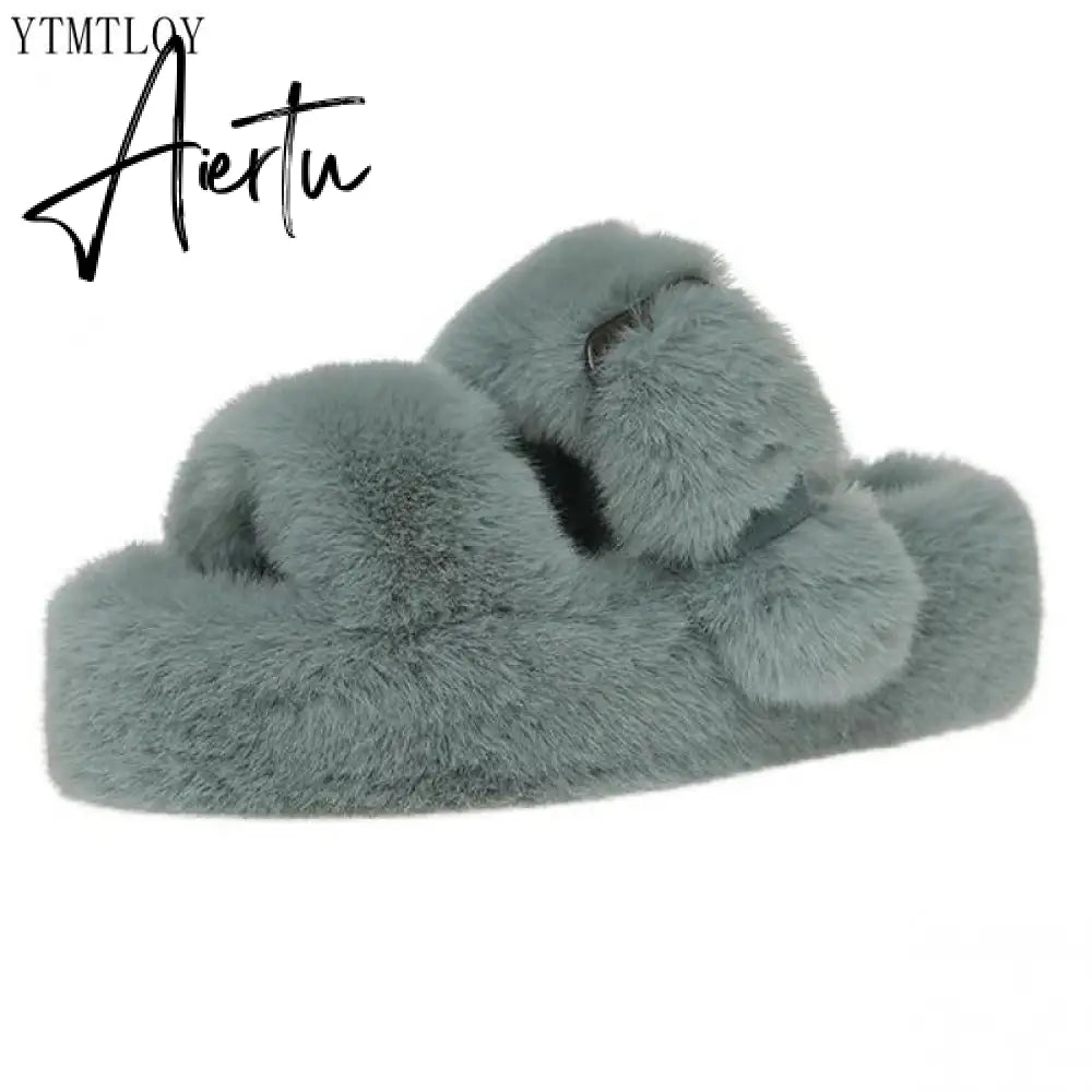 Winter Fashion Soft Warm Comfort Flat Fur Slipper Brand Designer Slip On Loafers Mules Flip Flops Casual Ytmtloy Indoor Aiertu