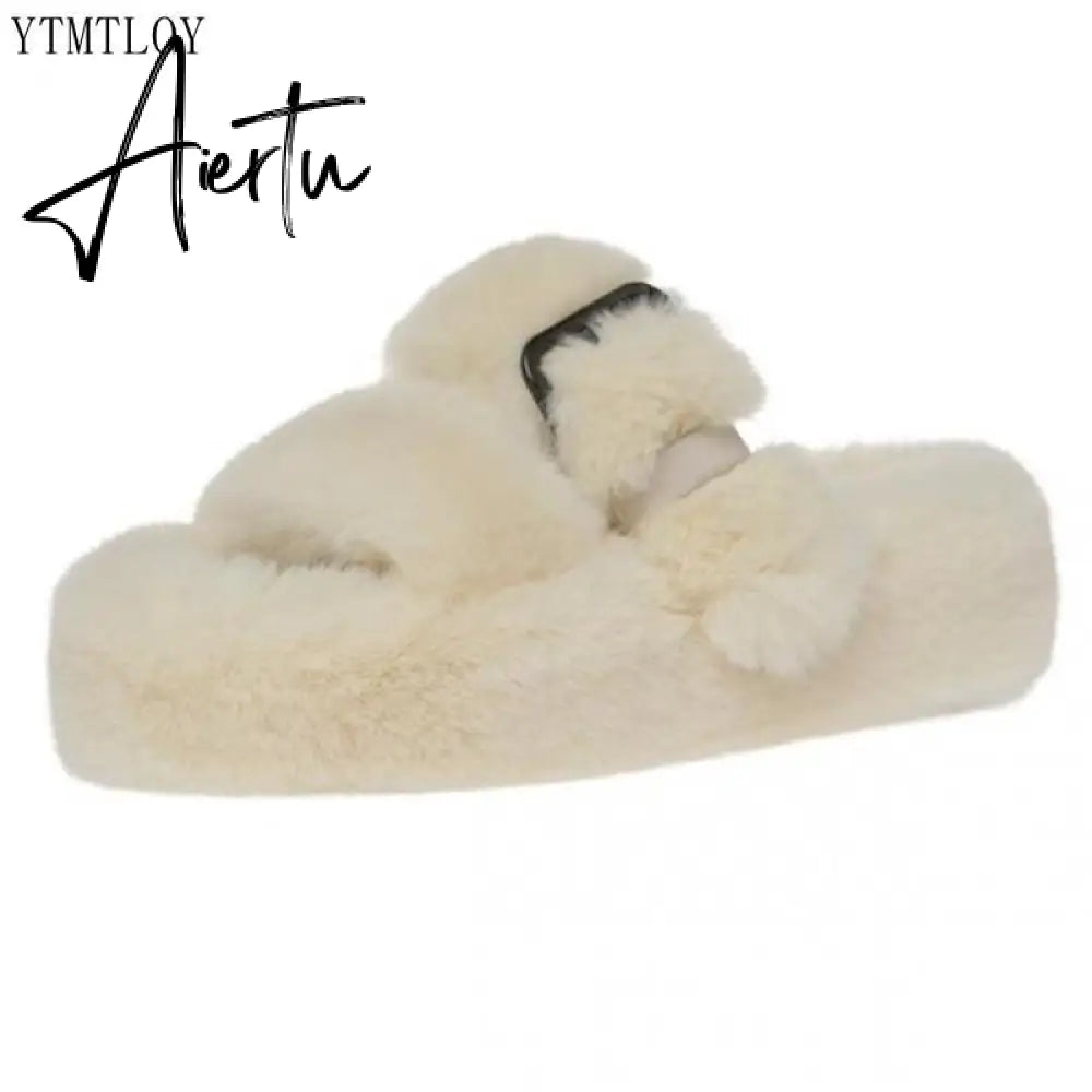 Winter Fashion Soft Warm Comfort Flat Fur Slipper Brand Designer Slip On Loafers Mules Flip Flops Casual Ytmtloy Indoor Aiertu