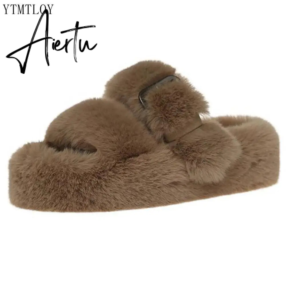 Winter Fashion Soft Warm Comfort Flat Fur Slipper Brand Designer Slip On Loafers Mules Flip Flops Casual Ytmtloy Indoor Aiertu
