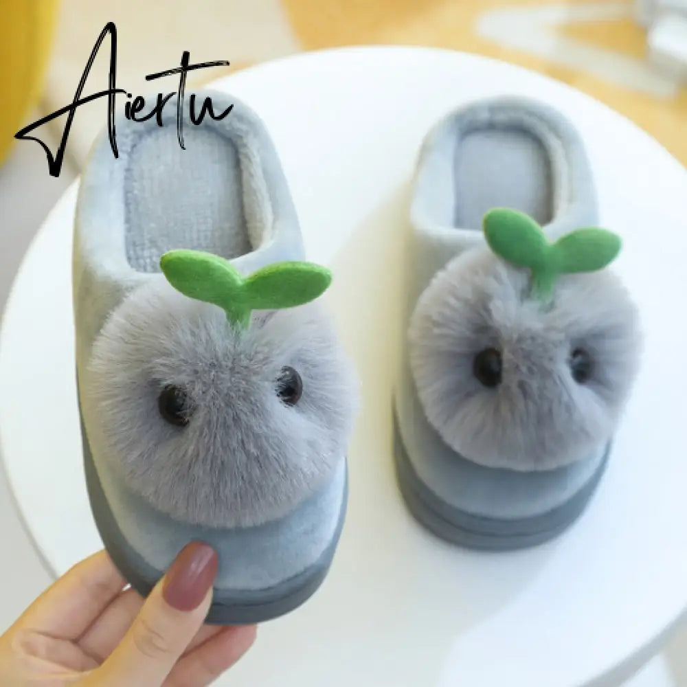 Winter Kids Slippers for Girls Indoor Toddler Boys Furry Fur Slides Home Baby Shoes Warm Anti-slip Children's Slipper  CSH959 Aiertu