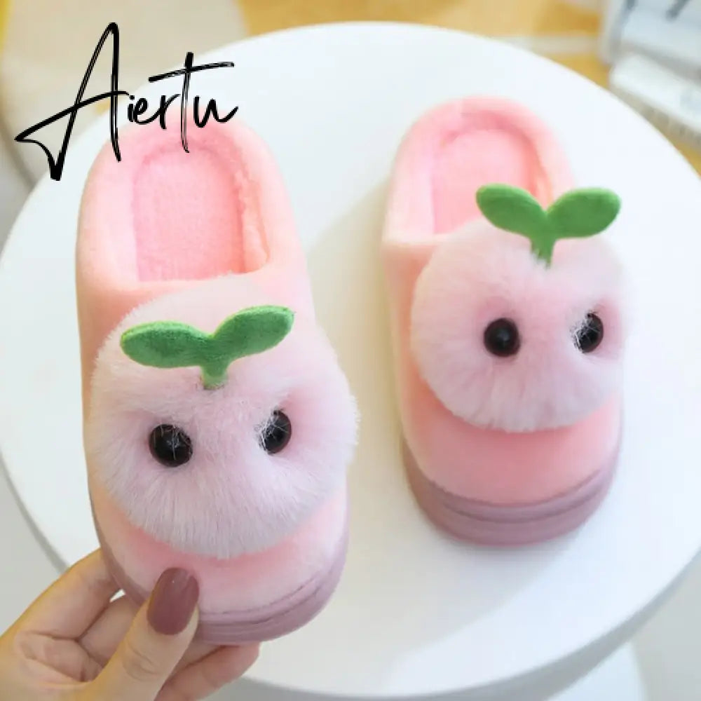 Winter Kids Slippers for Girls Indoor Toddler Boys Furry Fur Slides Home Baby Shoes Warm Anti-slip Children's Slipper  CSH959 Aiertu