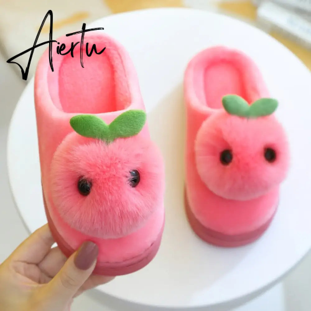 Winter Kids Slippers for Girls Indoor Toddler Boys Furry Fur Slides Home Baby Shoes Warm Anti-slip Children's Slipper  CSH959 Aiertu
