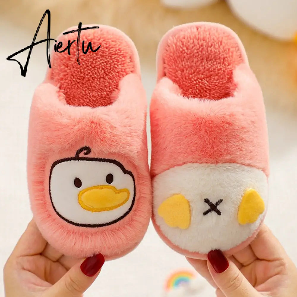 Winter Kids Slippers for Girls Indoor Toddler Boys Furry Fur Slides Home Baby Shoes Warm Anti-slip Children's Slipper  CSH959 Aiertu