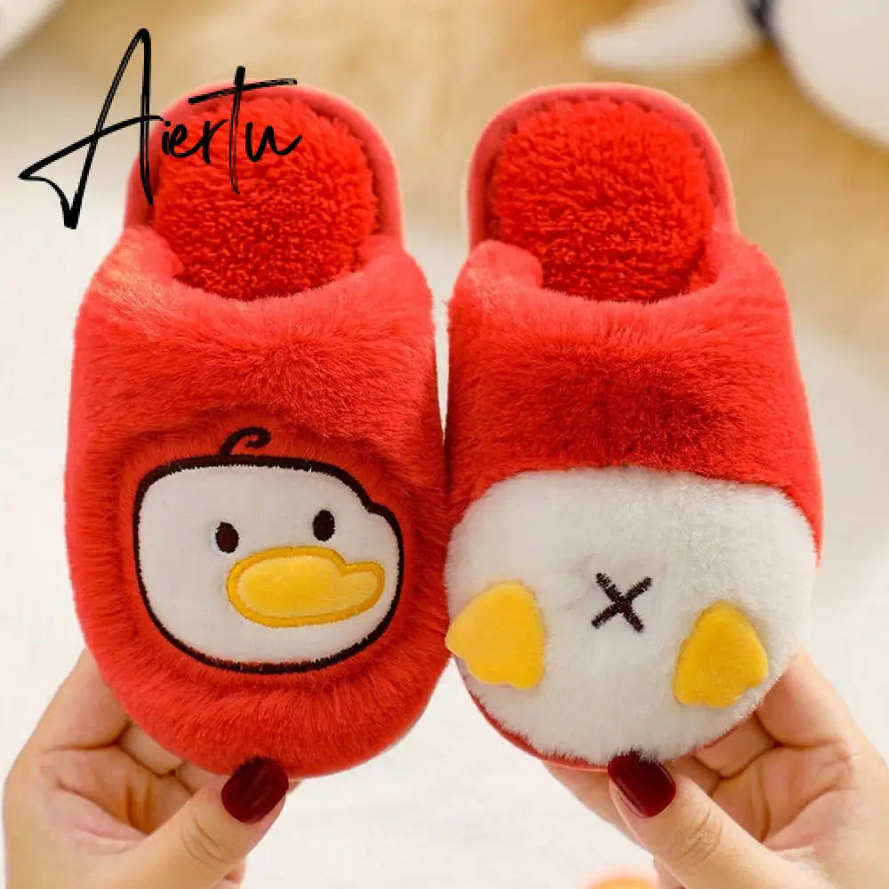 Winter Kids Slippers for Girls Indoor Toddler Boys Furry Fur Slides Home Baby Shoes Warm Anti-slip Children's Slipper  CSH959 Aiertu