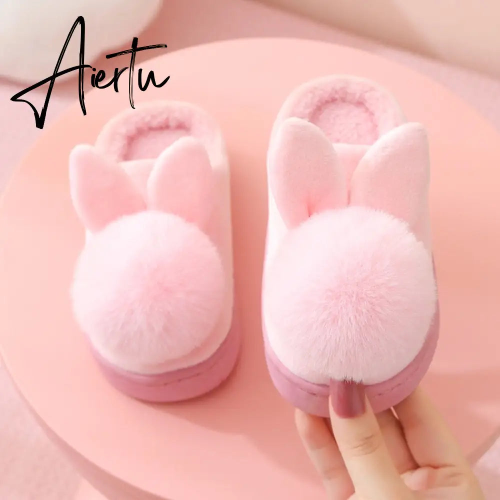 Winter Kids Slippers for Girls Indoor Toddler Boys Furry Fur Slides Home Baby Shoes Warm Anti-slip Children's Slipper  CSH959 Aiertu