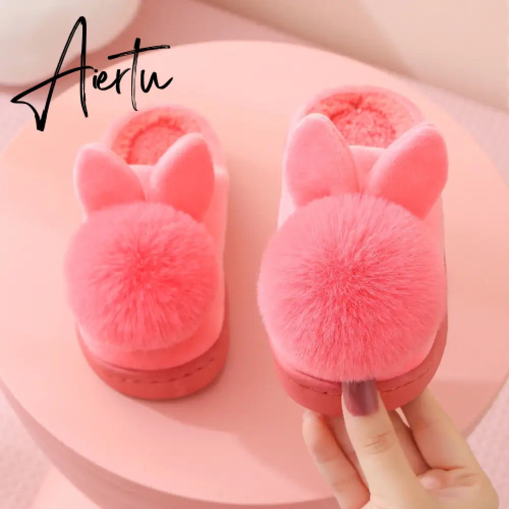 Winter Kids Slippers for Girls Indoor Toddler Boys Furry Fur Slides Home Baby Shoes Warm Anti-slip Children's Slipper  CSH959 Aiertu