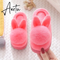 Winter Kids Slippers for Girls Indoor Toddler Boys Furry Fur Slides Home Baby Shoes Warm Anti-slip Children's Slipper  CSH959 Aiertu