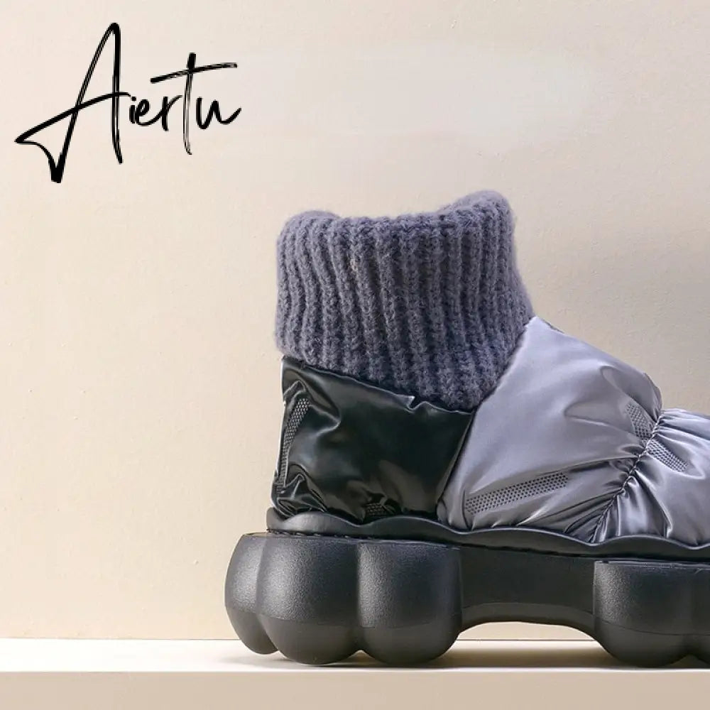 Winter Shoes for Women Keep Warm Fur Female Snow Boots Trendy Outside High Heels Light Woman Ankle Boot Botas Femininas Aiertu