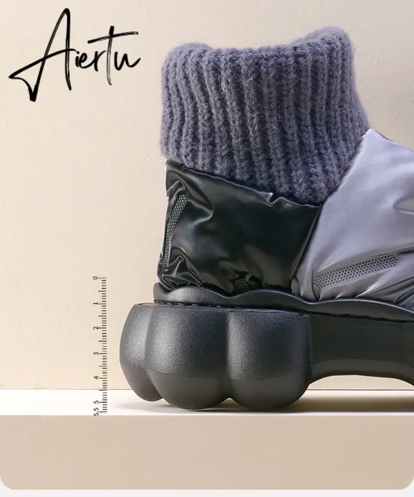 Winter Shoes for Women Keep Warm Fur Female Snow Boots Trendy Outside High Heels Light Woman Ankle Boot Botas Femininas Aiertu