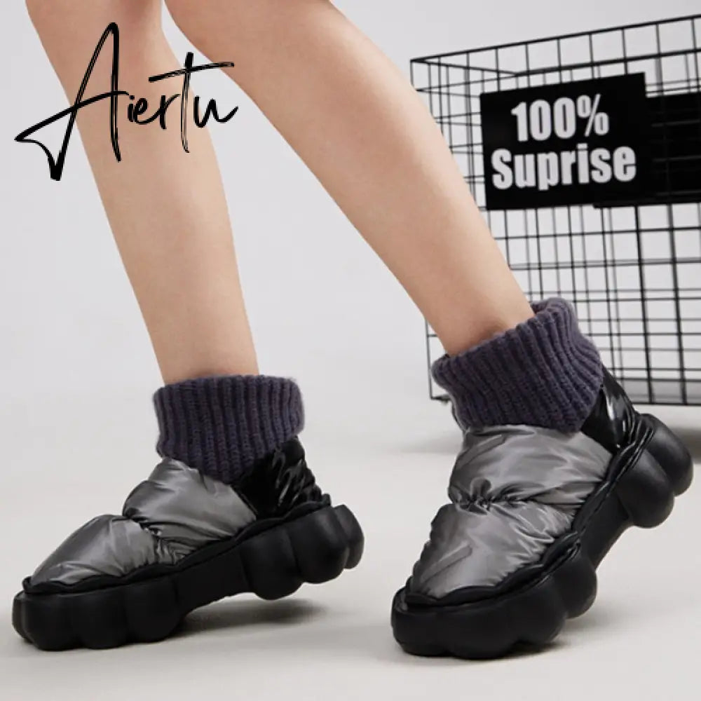 Winter Shoes for Women Keep Warm Fur Female Snow Boots Trendy Outside High Heels Light Woman Ankle Boot Botas Femininas Aiertu