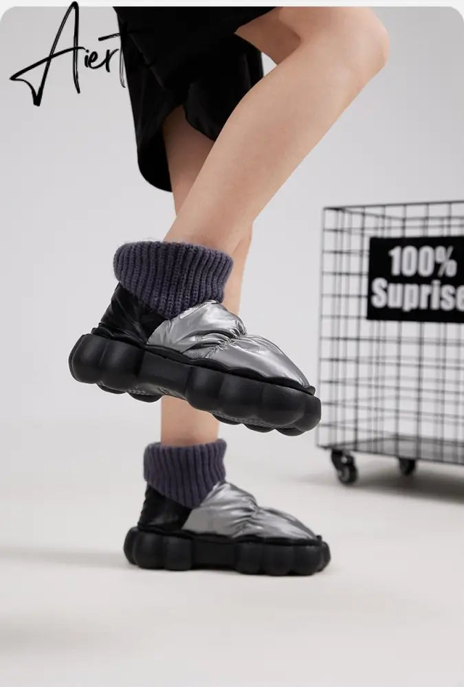 Winter Shoes for Women Keep Warm Fur Female Snow Boots Trendy Outside High Heels Light Woman Ankle Boot Botas Femininas Aiertu