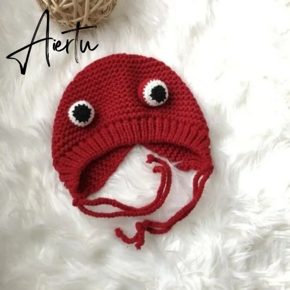 Winter Skullies Female Frog Hat Crochet Warm Knitted Hat Costume Beanie Hats Cap Women Gift Hat Photography Prop Party Aiertu