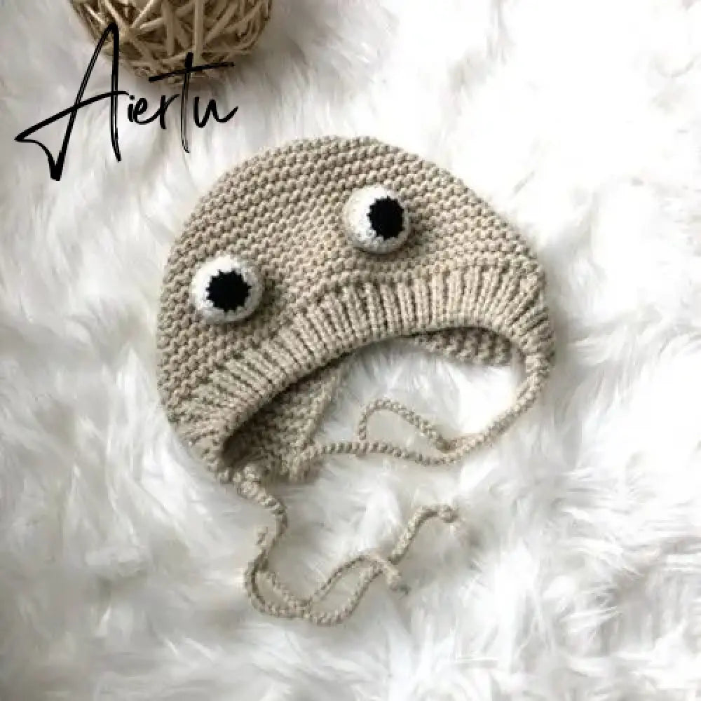 Winter Skullies Female Frog Hat Crochet Warm Knitted Hat Costume Beanie Hats Cap Women Gift Hat Photography Prop Party Aiertu