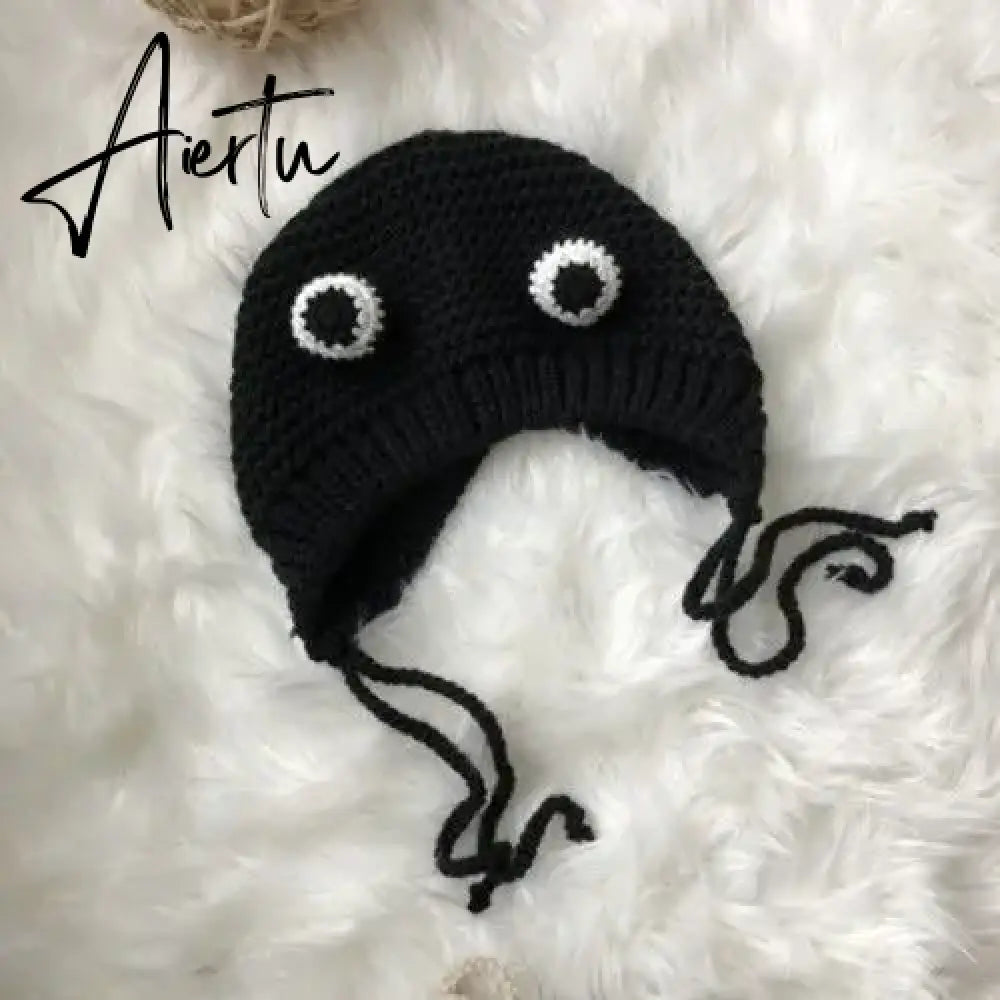 Winter Skullies Female Frog Hat Crochet Warm Knitted Hat Costume Beanie Hats Cap Women Gift Hat Photography Prop Party Aiertu