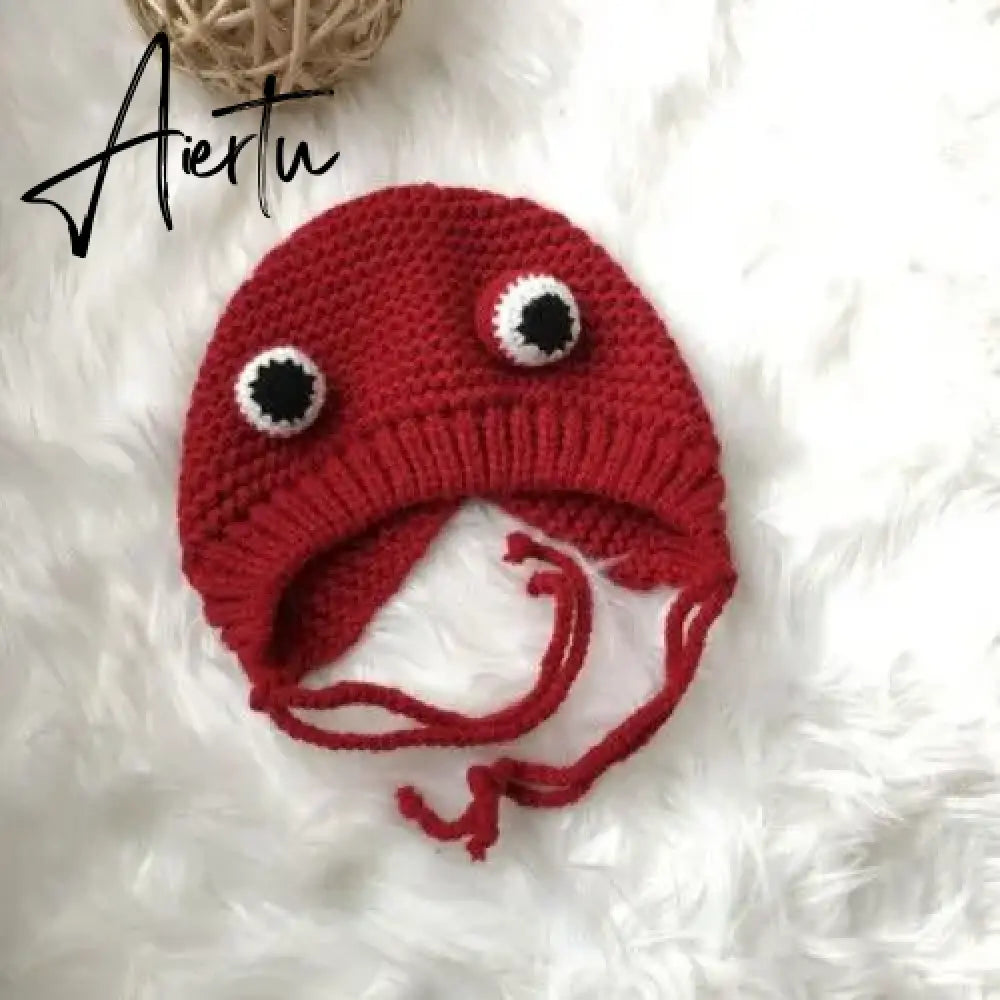Winter Skullies Female Frog Hat Crochet Warm Knitted Hat Costume Beanie Hats Cap Women Gift Hat Photography Prop Party Aiertu
