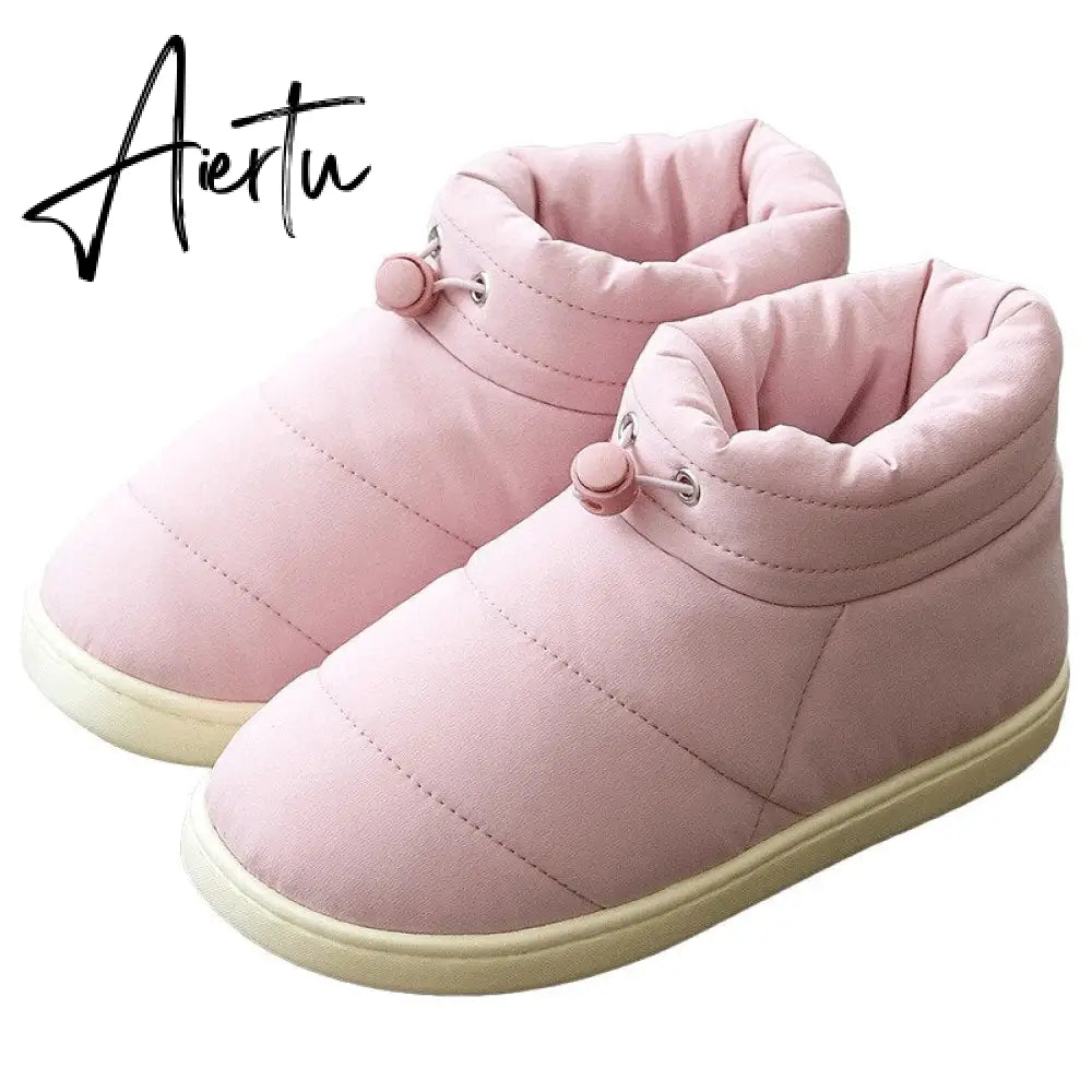 Winter Sonw Boots Women Shoes Warm Cotton Fabric Woman Boots Comfort Down Warm Shoes Thick Bottom Soft Flat Female Footwear Aiertu