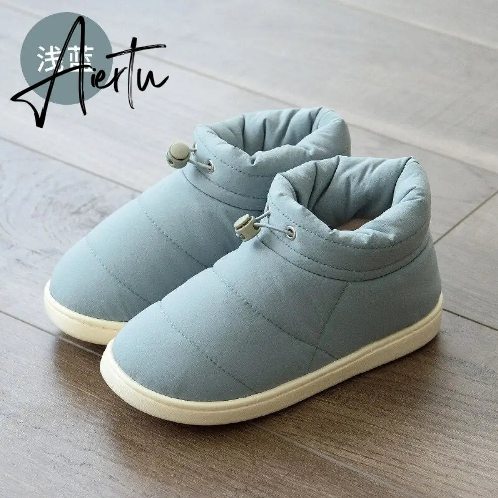 Winter Sonw Boots Women Shoes Warm Cotton Fabric Woman Boots Comfort Down Warm Shoes Thick Bottom Soft Flat Female Footwear Aiertu