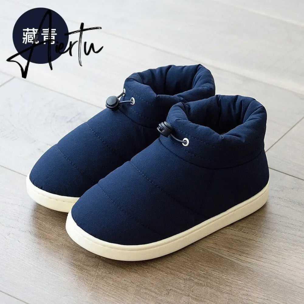 Winter Sonw Boots Women Shoes Warm Cotton Fabric Woman Boots Comfort Down Warm Shoes Thick Bottom Soft Flat Female Footwear Aiertu