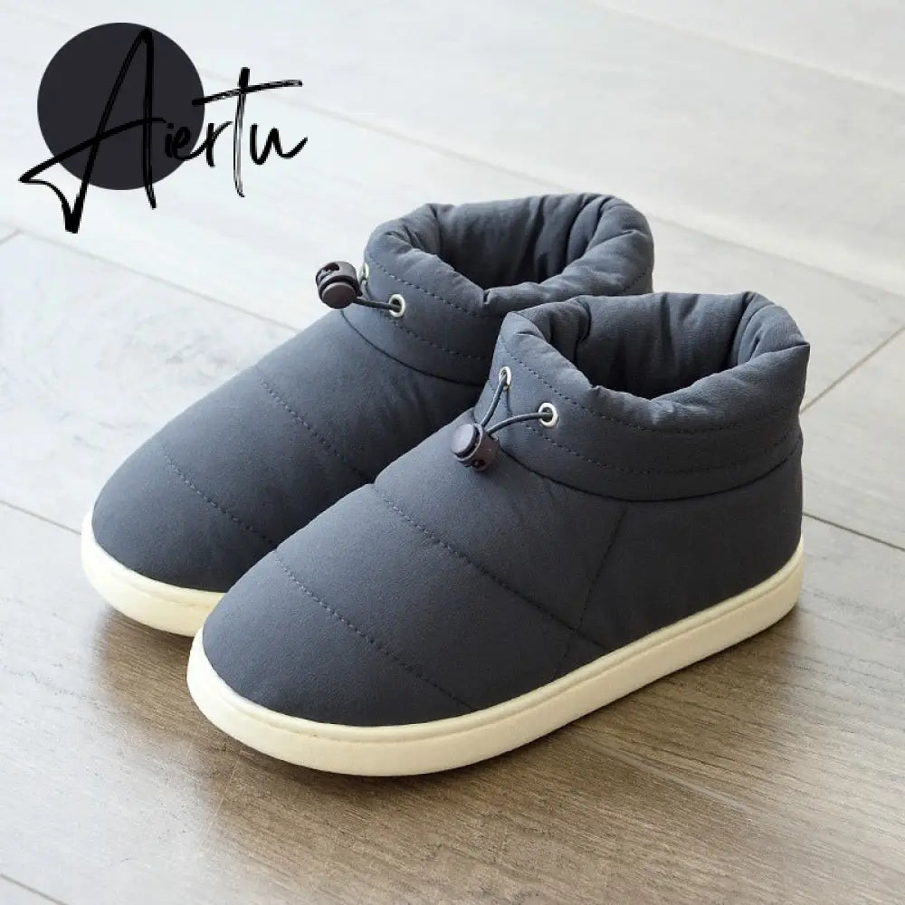 Winter Sonw Boots Women Shoes Warm Cotton Fabric Woman Boots Comfort Down Warm Shoes Thick Bottom Soft Flat Female Footwear Aiertu
