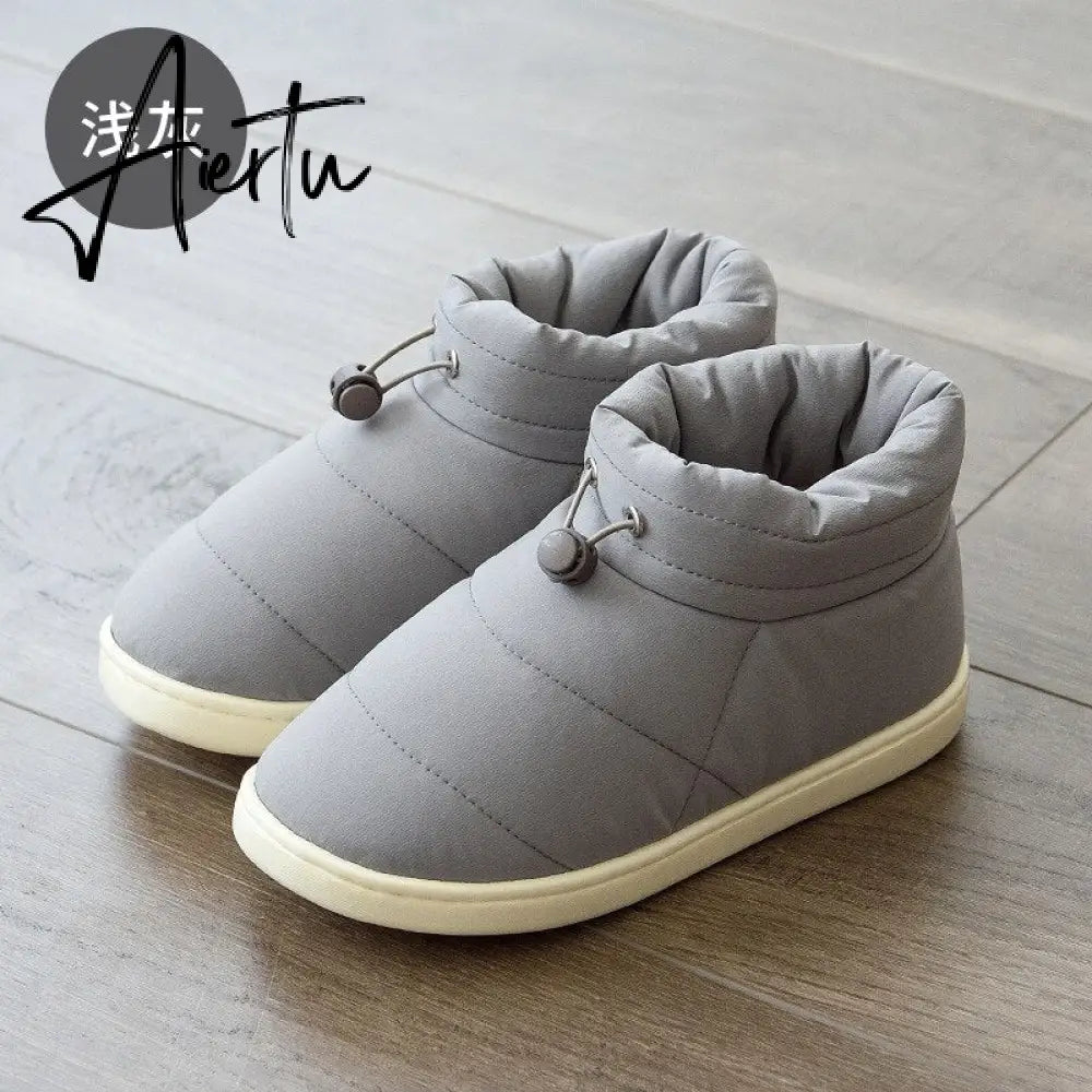 Winter Sonw Boots Women Shoes Warm Cotton Fabric Woman Boots Comfort Down Warm Shoes Thick Bottom Soft Flat Female Footwear Aiertu