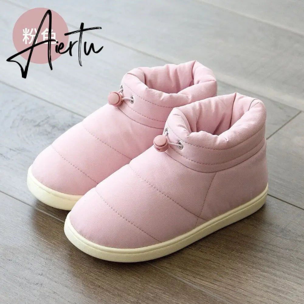 Winter Sonw Boots Women Shoes Warm Cotton Fabric Woman Boots Comfort Down Warm Shoes Thick Bottom Soft Flat Female Footwear Aiertu