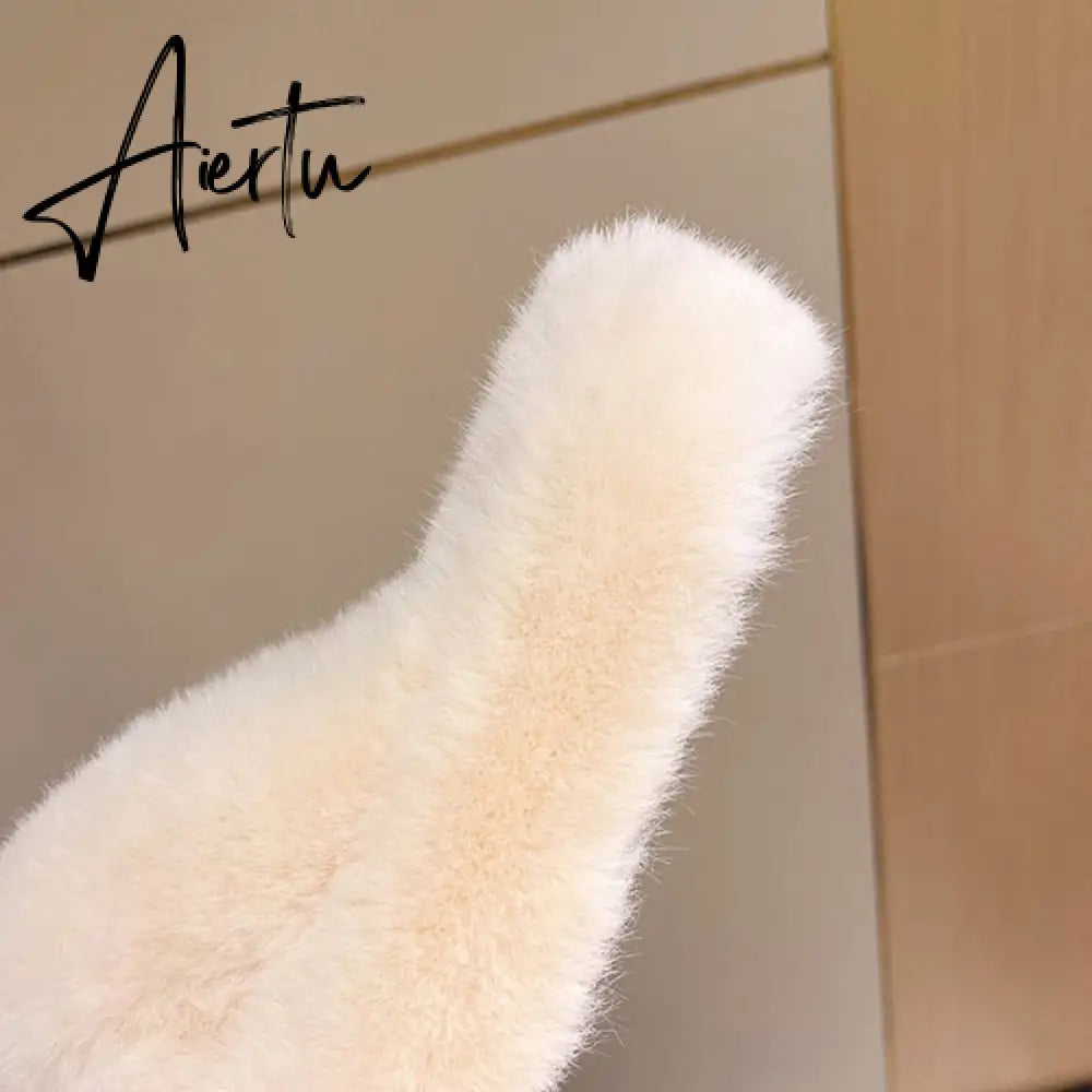Winter Warm Fashion Slipper Women Modern Slides Outside Design Fluffy Slippers Indoor Soft Plush Shoes Women Warm Slippers Aiertu