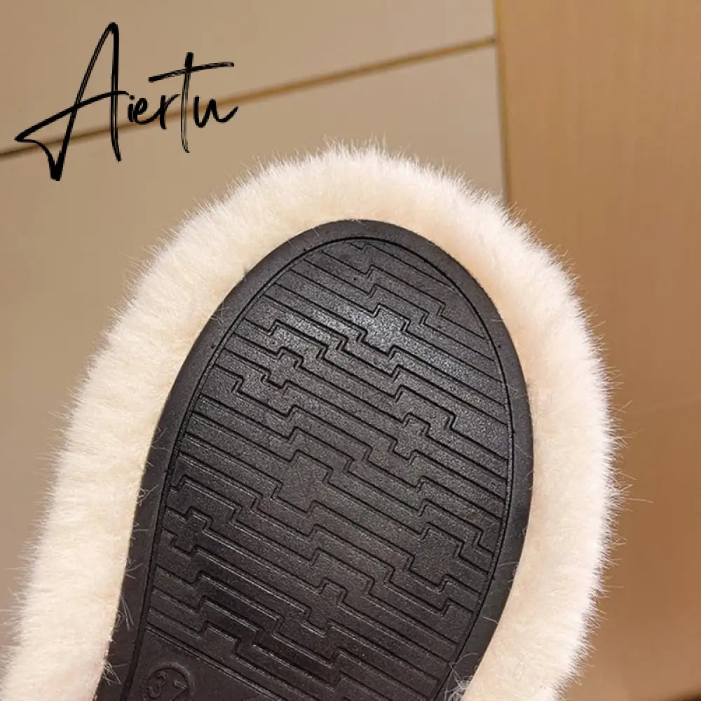 Winter Warm Fashion Slipper Women Modern Slides Outside Design Fluffy Slippers Indoor Soft Plush Shoes Women Warm Slippers Aiertu