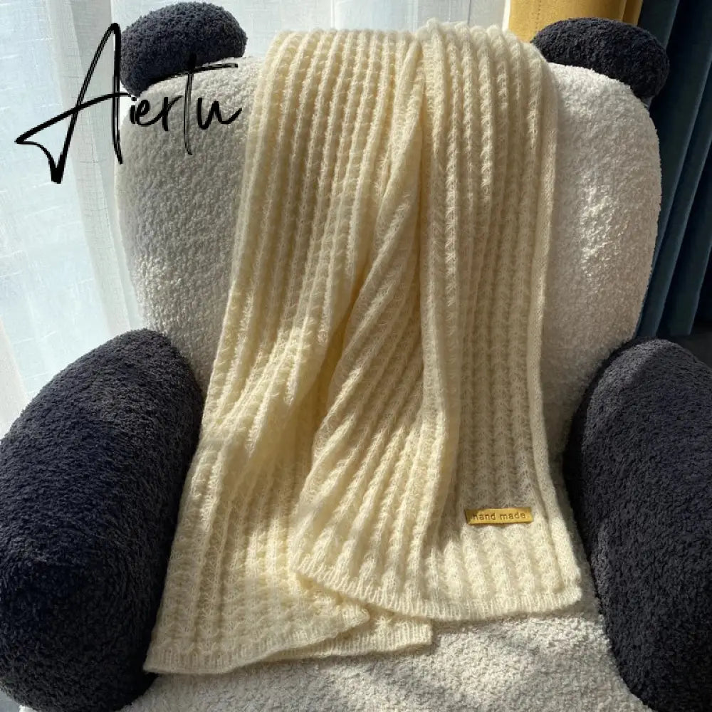 Winter Warm Knitted Scarves  Long Size Thickened Women Scarf Korean Casual Outdoors Thermal Men's Black Scarf Christmas Gifts Aiertu