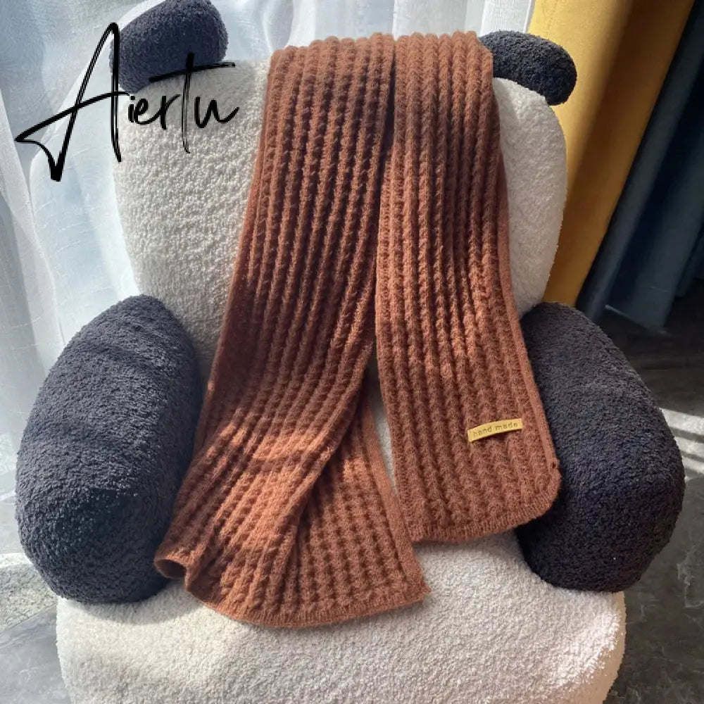 Winter Warm Knitted Scarves  Long Size Thickened Women Scarf Korean Casual Outdoors Thermal Men's Black Scarf Christmas Gifts Aiertu