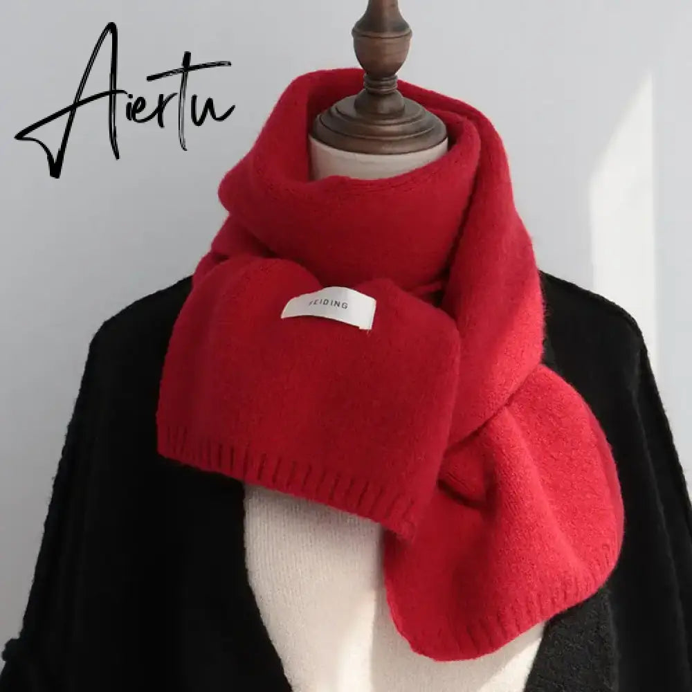 Winter Warm Knitted Scarves  Long Size Thickened Women Scarf Korean Casual Outdoors Thermal Men's Black Scarf Christmas Gifts Aiertu