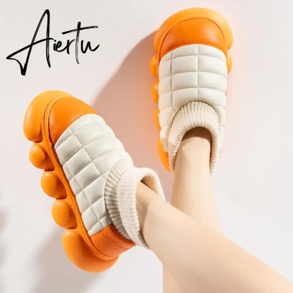 Winter Woman Fur Shoes High Heels Chunky Female Ankle Boots Platform Outside Wear Wholesale Cotton Footwear Women's Snow Boot Aiertu